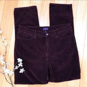 NYDJ purple corduroy straight leg jeans.